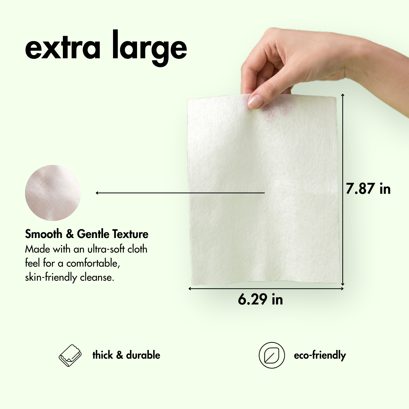 pdp:5 Young Face Wipes — pack dimensions